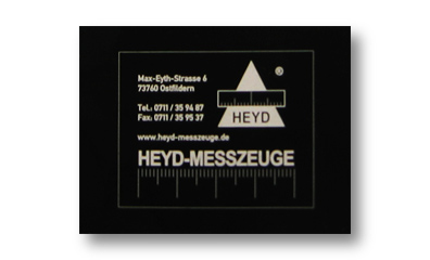 gelaserter Aufkleber mit Logo HEYD-MESSZEUGE
